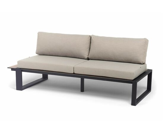 "Тулон" правый модуль, каркас алюминий, HPL "дуб", черный муар, ткань бежевая 15052, изображение 4 | Интернет магазин мебели и декора LifeDekor