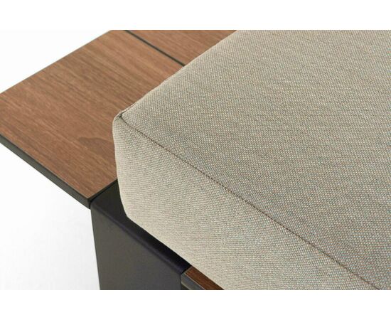 "Тулон" правый модуль, каркас алюминий, HPL "дуб", черный муар, ткань бежевая 15052, изображение 6 | Интернет магазин мебели и декора LifeDekor