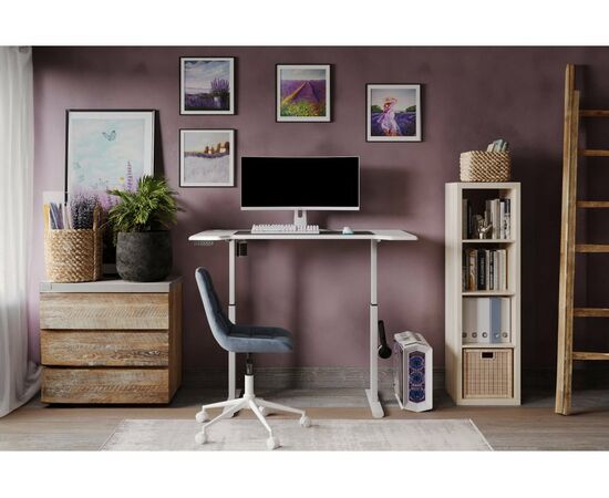 Компьютерный стол Маркос с механизмом подъема 120х75х75 белый / белая шагрень, изображение 2 | Интернет магазин мебели и декора LifeDekor