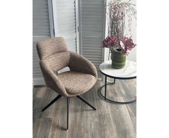 Стул АРНЭ (ARNE) 360 град, цвет КОРИЧНЕВЫЙ EYELASH -171, фактурный шенилл / ЧЕРНЫЙ каркас, ®DISAUR | Интернет магазин мебели и декора LifeDekor