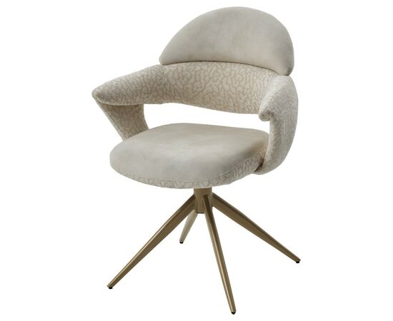 Стул ЖЕНЕВА (GENEVA 360 град, цвет ЛАТТЕ PENA-110 / HUNTER-110, ткань / ШАМПАНЬ каркас, ®DISAUR, изображение 3 | Интернет магазин мебели и декора LifeDekor