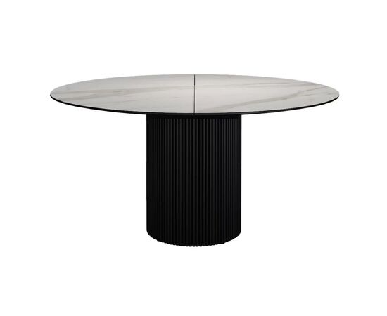 Стол раскладной круглый Нолан 120+40, керамика матовая, белая, изображение 2 | Интернет магазин мебели и декора LifeDekor