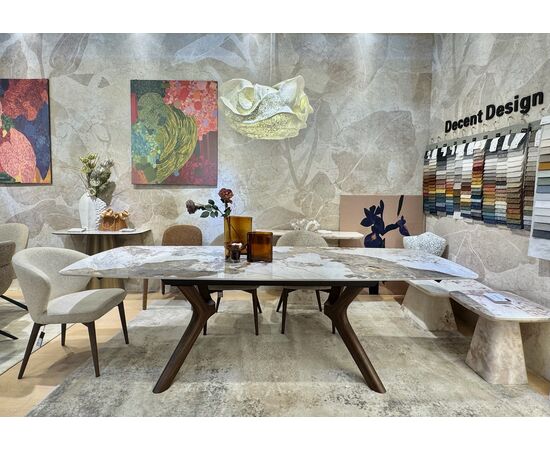 Стол КИРАН (KIRAN) 180 цвет ПАНДОРА (GLOSS LUXURY PANDORA SOLID CERAMIC) / Орех темный, ®DISAUR, изображение 3 | Интернет магазин мебели и декора LifeDekor