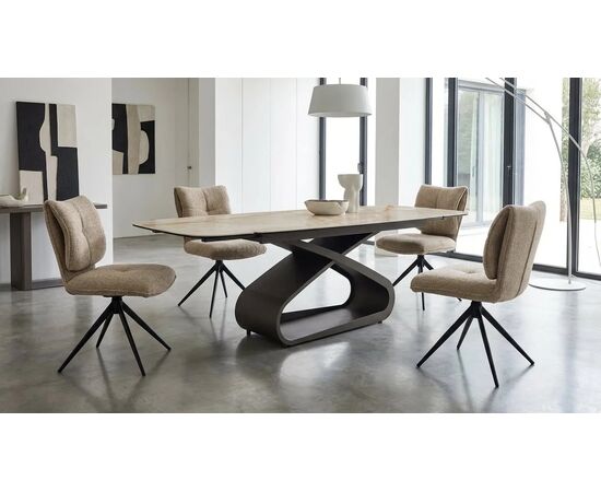 Стол АУРУМ (AURUM) 180 БЕЖЕВЫЙ МРАМОР TL-618, испанская керамика / Коричневый графит каркас, ®DISAUR | Интернет магазин мебели и декора LifeDekor