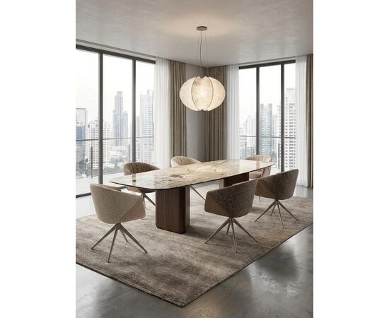 Стол ТЕРРА (TERRA) 240 (360) БЕЖЕВЫЙ МРАМОР TL-331, испанская керамика / Орех, ®DISAUR | Интернет магазин мебели и декора LifeDekor