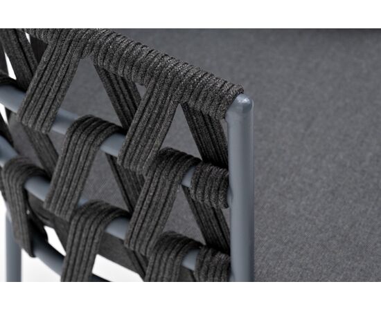 "Диего" стул плетеный из роупа, каркас из стали темно-серый (RAL7024) муар, роуп темно-серый круглый, ткань темно-серая 027, изображение 4 | Интернет магазин мебели и декора LifeDekor