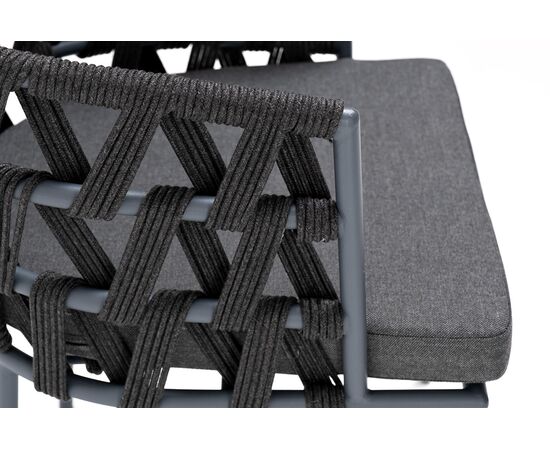 "Диего" стул плетеный из роупа, каркас из стали темно-серый (RAL7024) муар, роуп темно-серый круглый, ткань темно-серая 027, изображение 5 | Интернет магазин мебели и декора LifeDekor