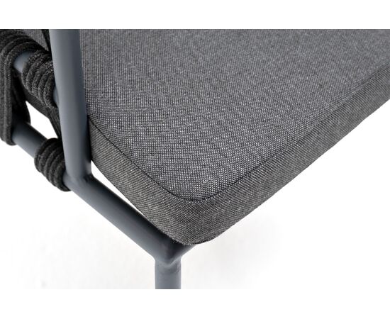 "Диего" стул плетеный из роупа, каркас из стали темно-серый (RAL7024) муар, роуп темно-серый круглый, ткань темно-серая 027, изображение 7 | Интернет магазин мебели и декора LifeDekor