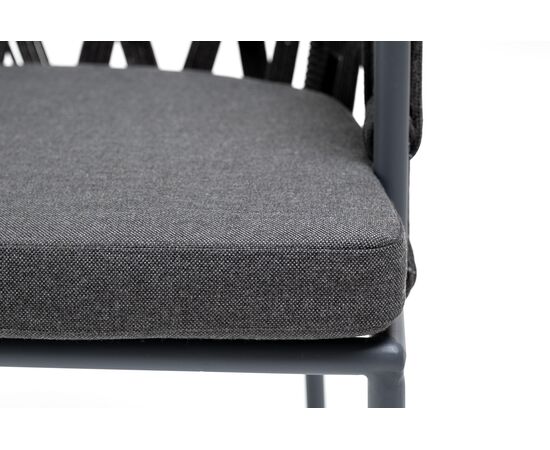 "Диего" стул плетеный из роупа, каркас из стали темно-серый (RAL7024) муар, роуп темно-серый круглый, ткань темно-серая 027, изображение 8 | Интернет магазин мебели и декора LifeDekor