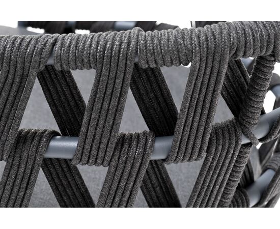 "Диего" стул плетеный из роупа, каркас из стали темно-серый (RAL7024) муар, роуп темно-серый круглый, ткань темно-серая 027, изображение 9 | Интернет магазин мебели и декора LifeDekor