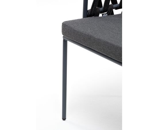 "Диего" стул плетеный из роупа, каркас из стали темно-серый (RAL7024) муар, роуп темно-серый круглый, ткань темно-серая 027, изображение 10 | Интернет магазин мебели и декора LifeDekor