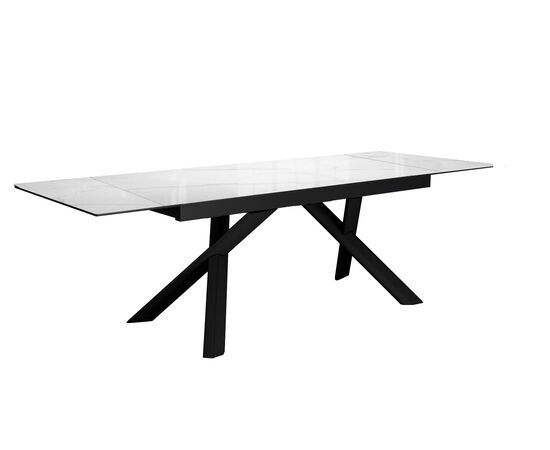 Стол DikLine DKX140 керамика Carrara Gloss (мрамор глянец белый), подстолье черное, опоры черные (2уп.), изображение 4 | Интернет магазин мебели и декора LifeDekor