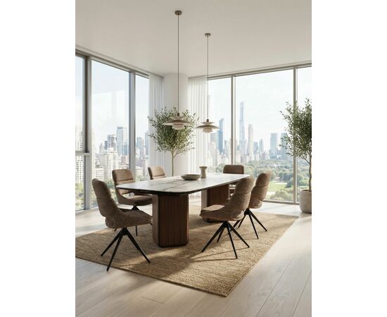 Стул АНДЕРС (ANDERS) 360 град., цвет КОРИЧНЕВЫЙ EYELASH-171 фактурный шенилл/ ЧЕРНЫЙ каркас, ®DISAUR, изображение 6 | Интернет магазин мебели и декора LifeDekor