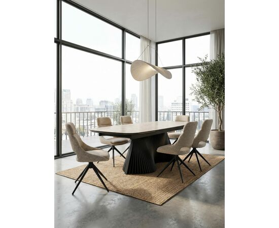 Стул АНДЕРС (ANDERS) 360 град, цвет БЕЖЕВЫЙ EYELASH -120 фактурный шенилл / ЧЕРНЫЙ каркас, ®DISAUR, изображение 6 | Интернет магазин мебели и декора LifeDekor