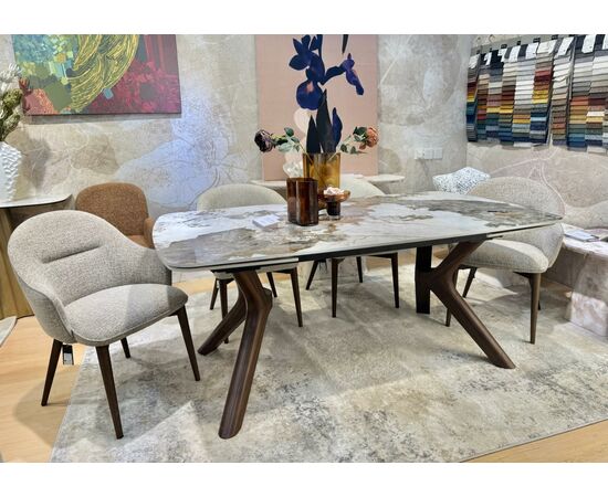 Стол КИРАН (KIRAN) 180 цвет ПАНДОРА (GLOSS LUXURY PANDORA SOLID CERAMIC) / Орех темный, ®DISAUR | Интернет магазин мебели и декора LifeDekor