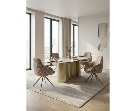 Стул ГРЕЙС (GRACE) 360 град., цвет ЛАТТЕ PENA-110 / HUNTER-120, ткань / ШАМПАНЬ каркас, ®DISAUR, изображение 7 | Интернет магазин мебели и декора LifeDekor