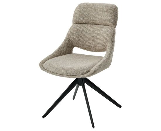 Стул АНДЕРС (ANDERS) 360 град, цвет БЕЖЕВЫЙ EYELASH -120 фактурный шенилл / ЧЕРНЫЙ каркас, ®DISAUR, изображение 3 | Интернет магазин мебели и декора LifeDekor