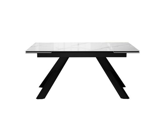 Стол DikLine DKX140 керамика Carrara Gloss (мрамор глянец белый), подстолье черное, опоры черные (2уп.), изображение 2 | Интернет магазин мебели и декора LifeDekor