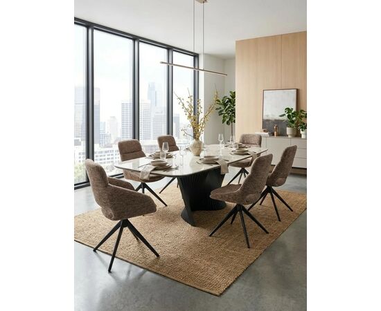 Стул АНДЕРС (ANDERS) 360 град., цвет КОРИЧНЕВЫЙ EYELASH-171 фактурный шенилл/ ЧЕРНЫЙ каркас, ®DISAUR, изображение 7 | Интернет магазин мебели и декора LifeDekor