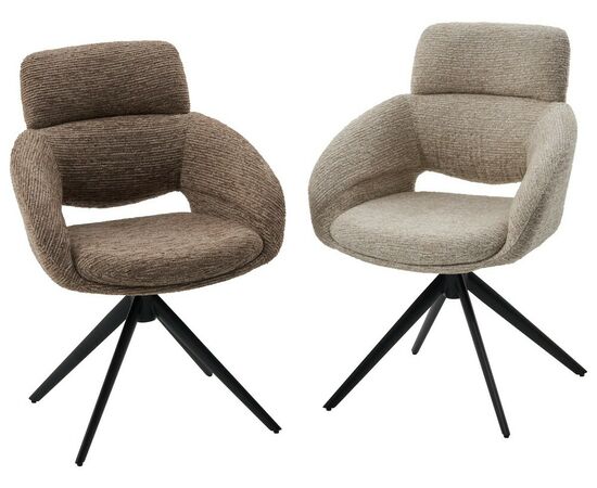 Стул АРНЭ (ARNE) 360 град, цвет БЕЖЕВЫЙ EYELASH -120, фактурный шенилл / ЧЕРНЫЙ каркас, ®DISAUR, изображение 5 | Интернет магазин мебели и декора LifeDekor