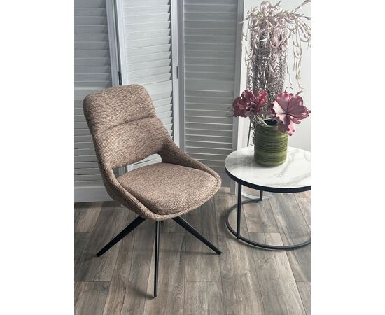 Стул АНДЕРС (ANDERS) 360 град., цвет КОРИЧНЕВЫЙ EYELASH-171 фактурный шенилл/ ЧЕРНЫЙ каркас, ®DISAUR | Интернет магазин мебели и декора LifeDekor