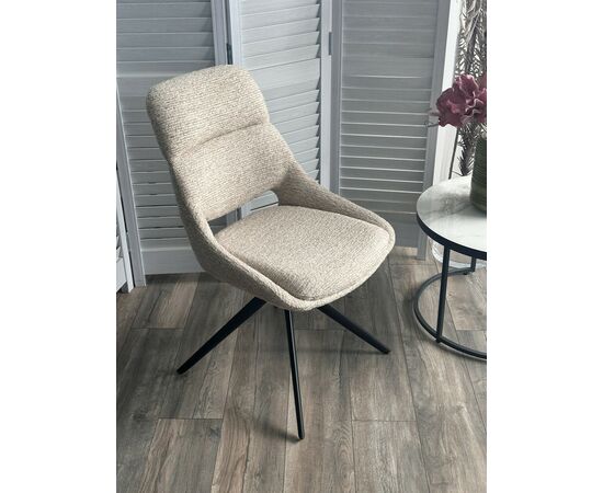 Стул АНДЕРС (ANDERS) 360 град, цвет БЕЖЕВЫЙ EYELASH -120 фактурный шенилл / ЧЕРНЫЙ каркас, ®DISAUR | Интернет магазин мебели и декора LifeDekor