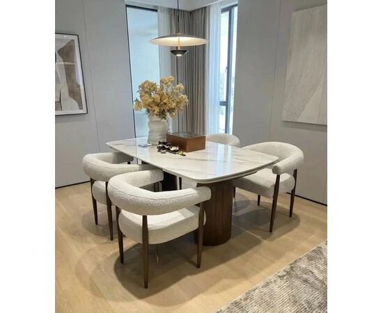 Стол ВЕСТБЕРГ (WESTBERG) 180 КАЛАКАТТА (GLOSS CALACATTA GOLD SOLID CERAMIC) / Орех натур, ®DISAUR | Интернет магазин мебели и декора LifeDekor