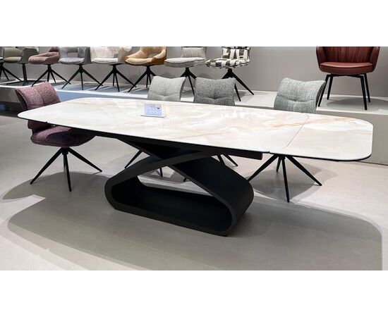 Стол АУРУМ (AURUM) 180 БЕЖЕВЫЙ МРАМОР TL-618, испанская керамика / Коричневый графит каркас, ®DISAUR, изображение 2 | Интернет магазин мебели и декора LifeDekor