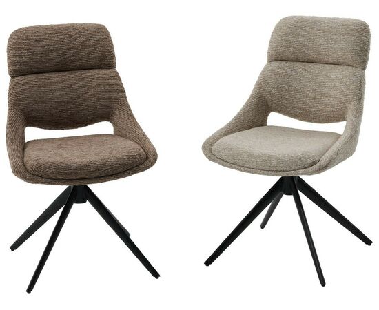 Стул АНДЕРС (ANDERS) 360 град, цвет БЕЖЕВЫЙ EYELASH -120 фактурный шенилл / ЧЕРНЫЙ каркас, ®DISAUR, изображение 5 | Интернет магазин мебели и декора LifeDekor