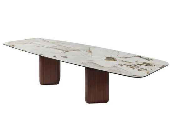 Стол ТЕРРА (TERRA) 240 (360) БЕЖЕВЫЙ МРАМОР TL-331, испанская керамика / Орех, ®DISAUR, изображение 2 | Интернет магазин мебели и декора LifeDekor