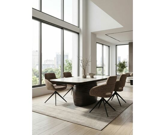 Стул АРНЭ (ARNE) 360 град, цвет КОРИЧНЕВЫЙ EYELASH -171, фактурный шенилл / ЧЕРНЫЙ каркас, ®DISAUR, изображение 6 | Интернет магазин мебели и декора LifeDekor