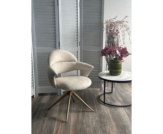 Стул ЖЕНЕВА (GENEVA 360 град, цвет ЛАТТЕ PENA-110 / HUNTER-110, ткань / ШАМПАНЬ каркас, ®DISAUR, изображение 2 | Интернет магазин мебели и декора LifeDekor