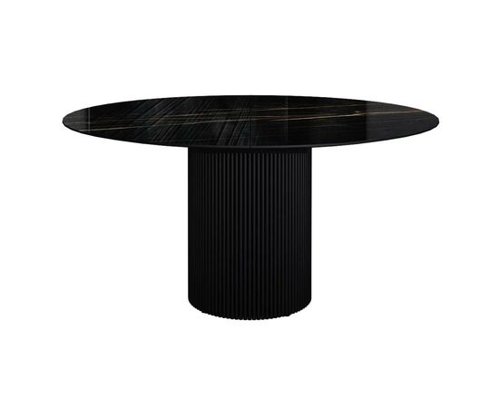 Стол раскладной круглый Нолан 120+40, керамика глянцевая, черная, изображение 2 | Интернет магазин мебели и декора LifeDekor