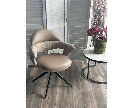 Стул ЖЕНЕВА (GENEVA) 360 град, цвет БЕЖЕВЫЙ VEGA-11 / MIAMI-160, ткань / ЧЕРНЫЙ каркас, ®DISAUR | Интернет магазин мебели и декора LifeDekor