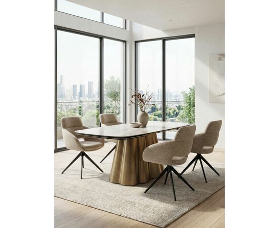 Стул АРНЭ (ARNE) 360 град, цвет БЕЖЕВЫЙ EYELASH -120, фактурный шенилл / ЧЕРНЫЙ каркас, ®DISAUR, изображение 6 | Интернет магазин мебели и декора LifeDekor