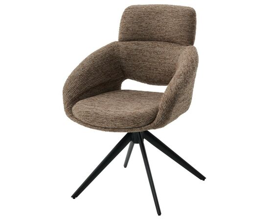Стул АРНЭ (ARNE) 360 град, цвет КОРИЧНЕВЫЙ EYELASH -171, фактурный шенилл / ЧЕРНЫЙ каркас, ®DISAUR, изображение 3 | Интернет магазин мебели и декора LifeDekor