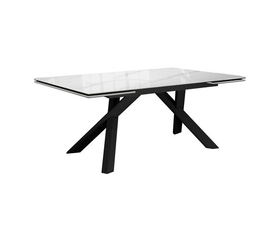 Стол DikLine DKX140 керамика Carrara Gloss (мрамор глянец белый), подстолье черное, опоры черные (2уп.) | Интернет магазин мебели и декора LifeDekor