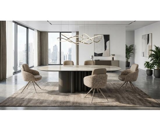 Стол ВЕНТО (VENTO) 280 ТОПАЗ TL-617, испанская керамика/ Коричневый графит каркас, ®DISAUR | Интернет магазин мебели и декора LifeDekor