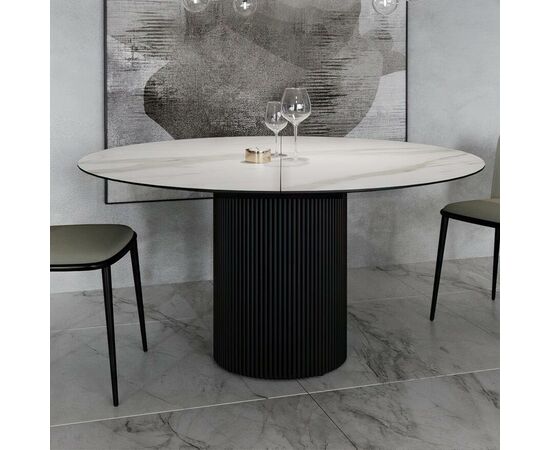 Стол раскладной круглый Нолан 120+40, керамика матовая, белая | Интернет магазин мебели и декора LifeDekor