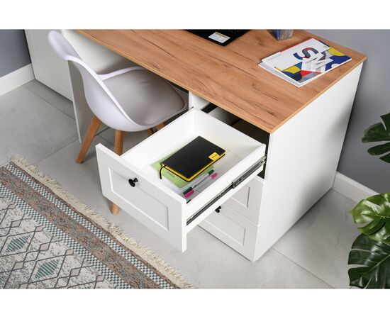 Компьютерный стол Опра белый шагрень / дуб золотой craft, изображение 10 | Интернет магазин мебели и декора LifeDekor