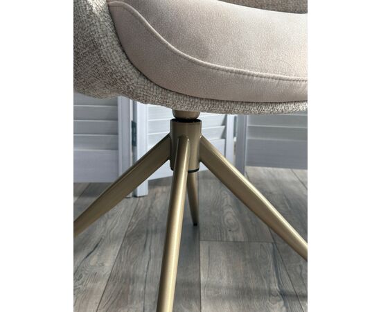 Стул ГРЕЙС (GRACE) 360 град. цвет БЕЖЕВЫЙ PENA-120 / G1229-3, ткань / ШАМПАНЬ  каркас, ®DISAUR, изображение 3 | Интернет магазин мебели и декора LifeDekor