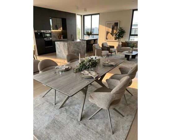 Стол КОСТА (COSTA) 180 ТРАВЕРТИН (MATTE SPANISH TRAVERTINE) керамика/ Латте / Орех натур, ®DISAUR, изображение 3 | Интернет магазин мебели и декора LifeDekor