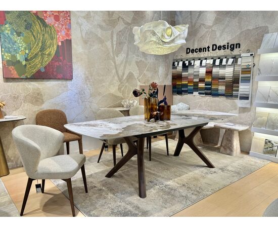 Стол КИРАН (KIRAN) 180 цвет ПАНДОРА (GLOSS LUXURY PANDORA SOLID CERAMIC) / Орех темный, ®DISAUR, изображение 2 | Интернет магазин мебели и декора LifeDekor