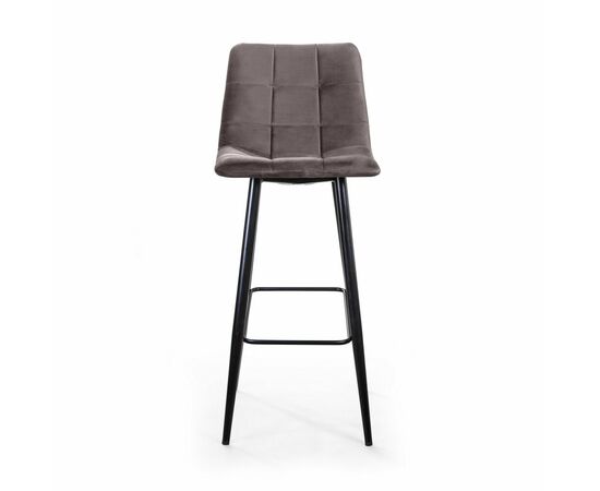 Стул барный Уно, бархат антрацит 14/ чёрный конус, изображение 2 | Интернет магазин мебели и декора LifeDekor