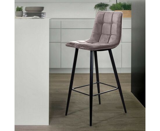 Стул барный Уно, бархат антрацит 14/ чёрный конус, изображение 10 | Интернет магазин мебели и декора LifeDekor