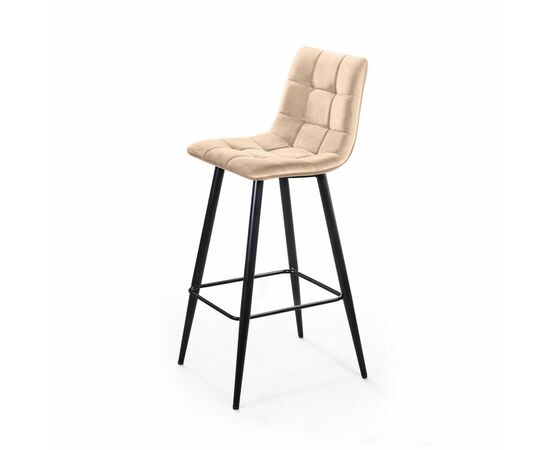 Стул барный Уно, бархат бежевый 5/ чёрный конус, изображение 4 | Интернет магазин мебели и декора LifeDekor