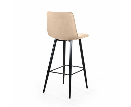 Стул барный Уно, бархат бежевый 5/ чёрный конус, изображение 5 | Интернет магазин мебели и декора LifeDekor