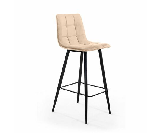 Стул барный Уно, бархат бежевый 5/ чёрный конус | Интернет магазин мебели и декора LifeDekor
