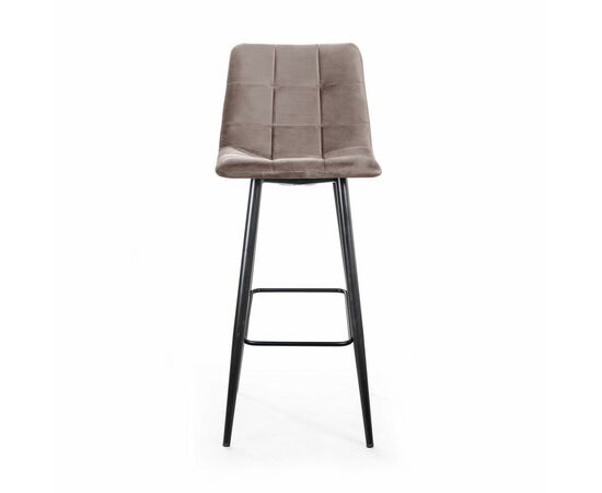 Стул барный Уно, бархат пепельно-бежевый 25 / чёрный конус, изображение 2 | Интернет магазин мебели и декора LifeDekor