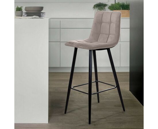 Стул барный Уно, бархат пепельно-бежевый 25 / чёрный конус, изображение 4 | Интернет магазин мебели и декора LifeDekor